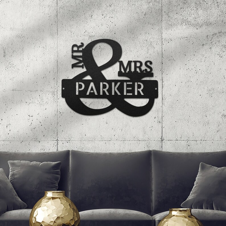 Custom Mr and Mrs Metal Sign Personalized Last Name Metal Etsy