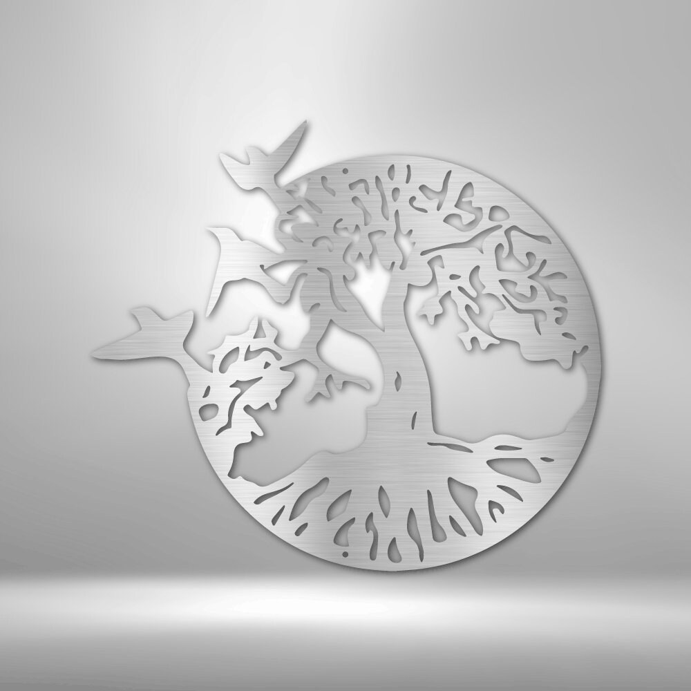 Tree of Life and Birds Metal Wall Art Tree of Life Wall Etsy