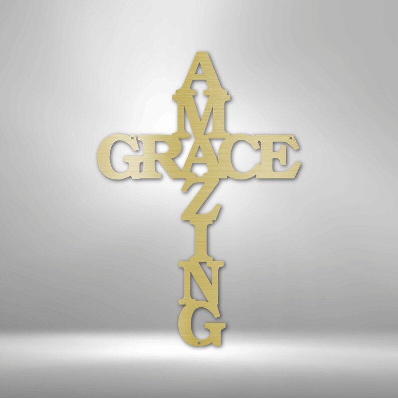 Amazing Grace Metal Cross Sign Religious Metal Wall Cross Etsy