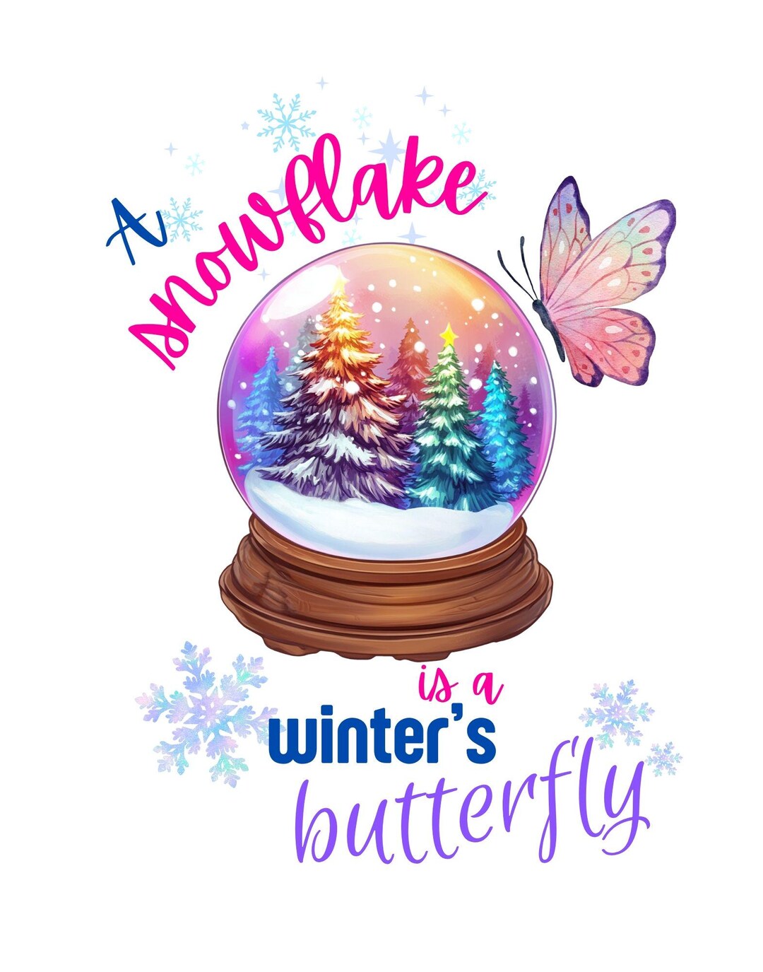 Snowflake is a Winter's Butterfly | Winter Weather Design | Winter ...