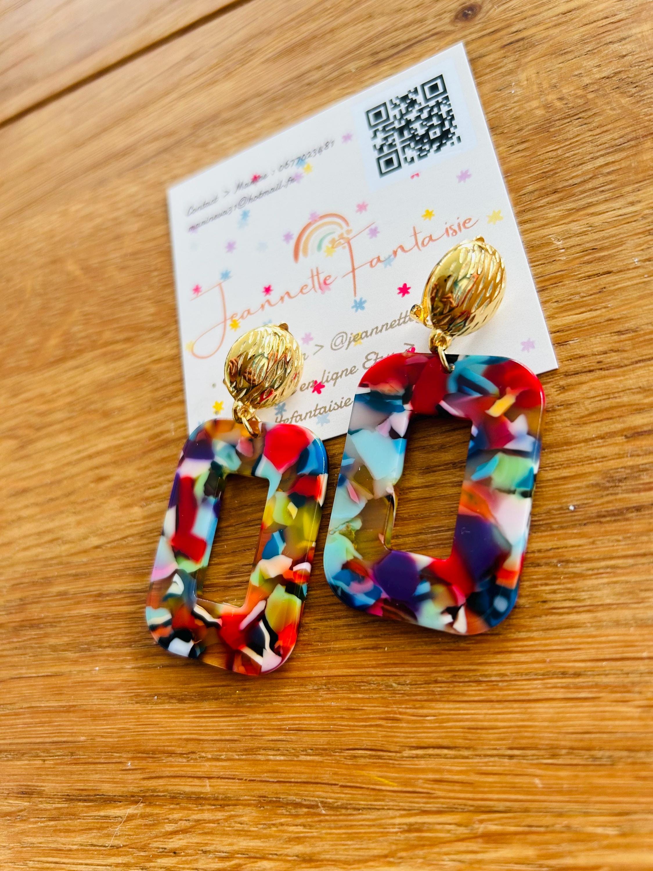 Boucles D'oreilles Clips Vintage - Noir, Occasion, Envoi International Possible