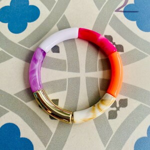 Bracelets Tubes multicolores en Acrylique faits mains Tendances image 4