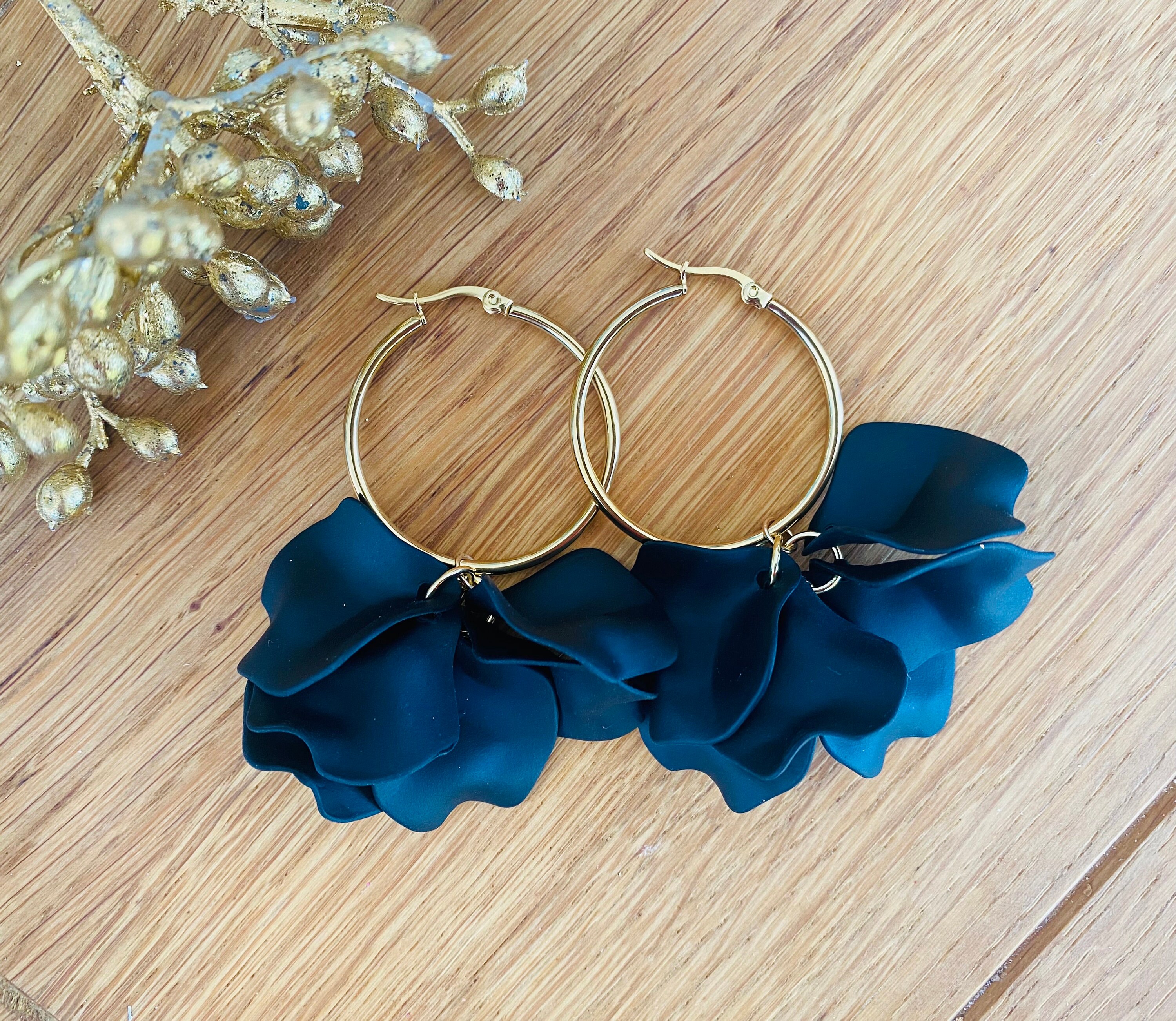 Boucles D'oreilles Pendantes En Acrylique Forme Pétale De Rose - Style Bohème Pour Femmes Et Filles - 6,1 X 3 Cm