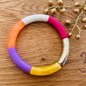 Bracelets Tubes multicolores en Acrylique faits mains Tendances image 6