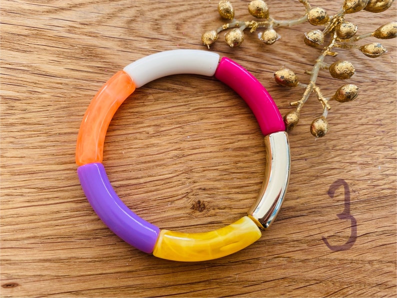 Bracelets Tubes multicolores en Acrylique faits mains Tendances image 6