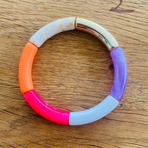 Bracelets Tubes multicolores en Acrylique faits mains Tendances image 5