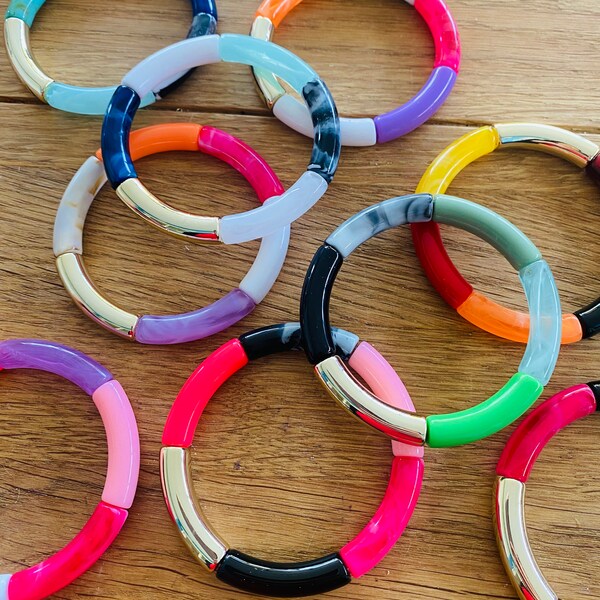 Bracelets Tubes multicolores en Acrylique faits mains Tendances