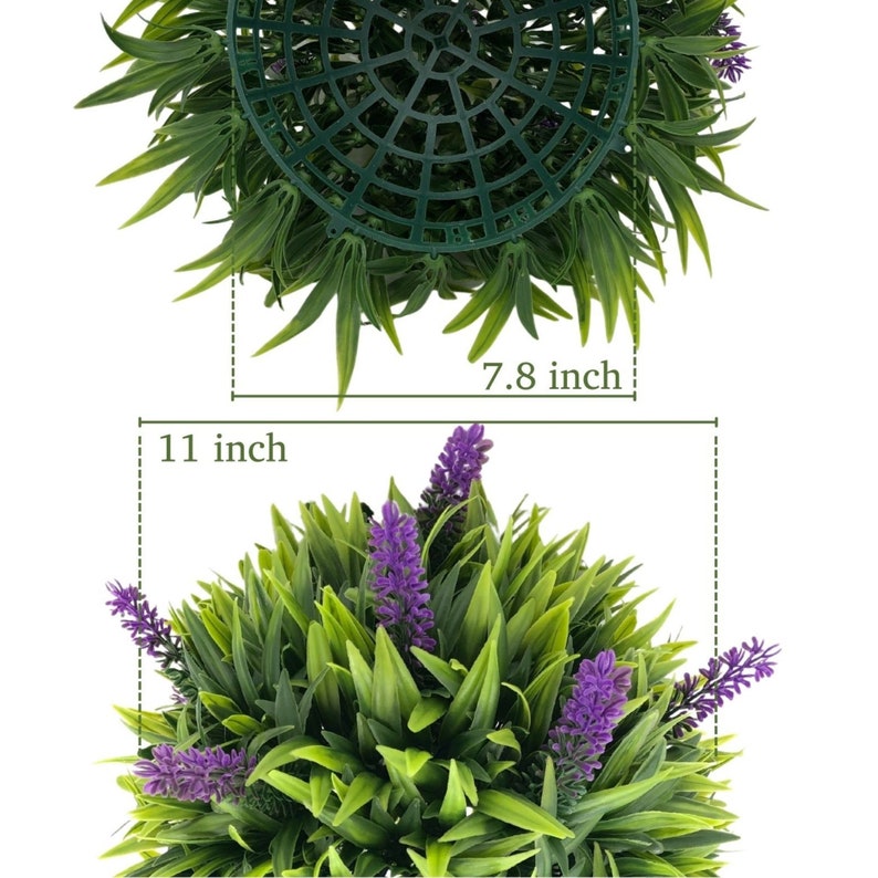 Artificial Purple Lavender Hanging Topiary Ball 7.9 in Plastic Lavender Flower Ball for Indoor