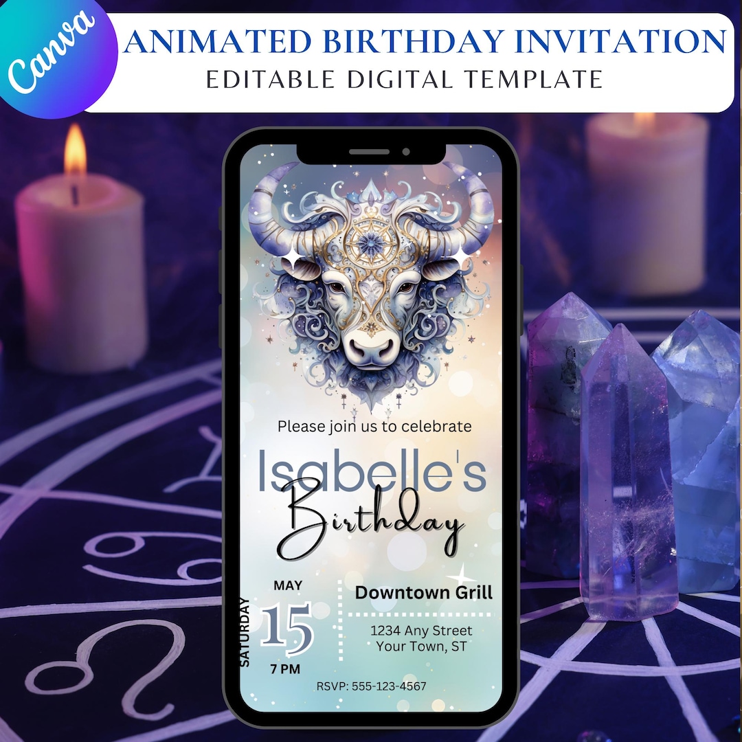 Taurus Sign Animation Taurus Zodiac Birthday Animated Canva Editable Astrology Video ...