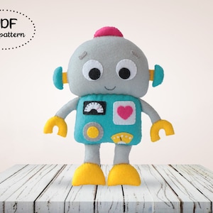 Robot sewing pattern, Felt pattern, Felt easy sewing plush toy, Robot boy DIY