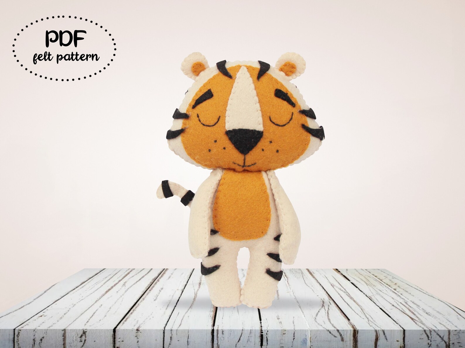 Tiger Felt Sewing Pattern, Easy Toy Felt Patterns, Tiger Tutorial, Felt ...