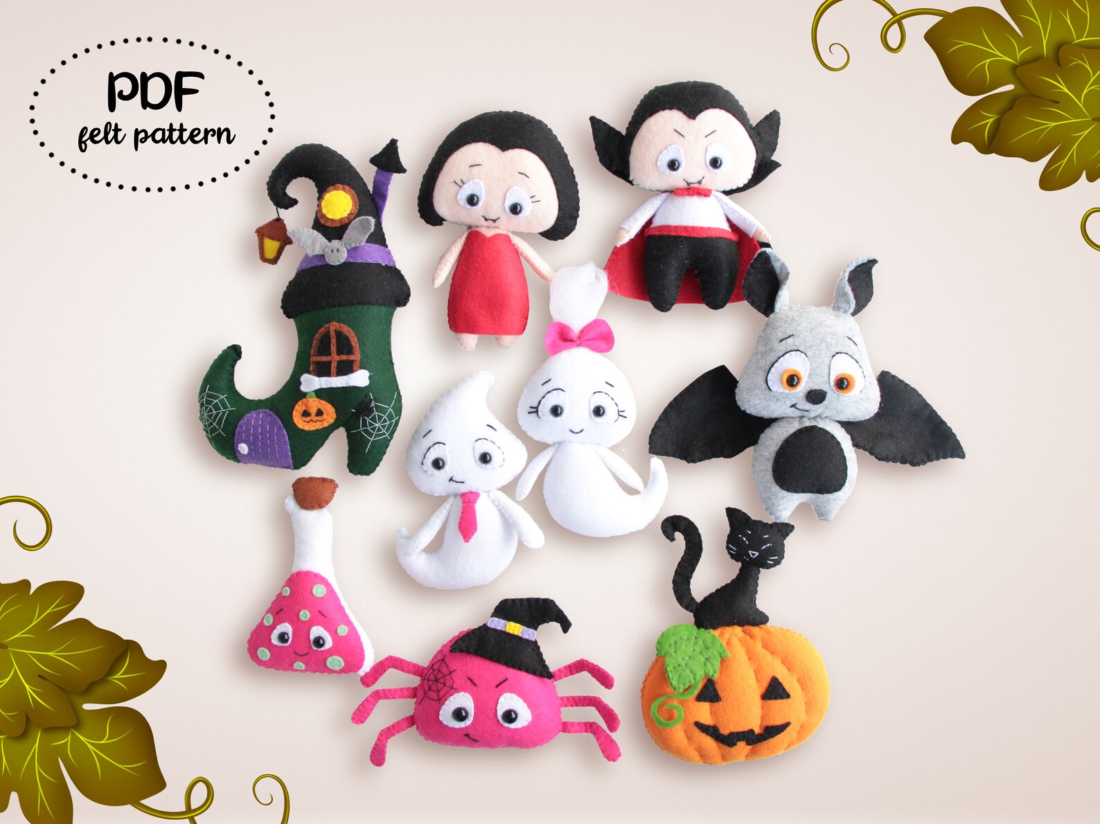 Felt Halloween Patterns Felt Halloween Decor Felt Halloween - Etsy