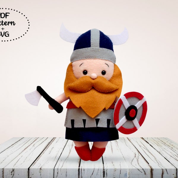 Modèle viking en feutre, couture de jouets en feutre, ornement viking, modèle PDF SVG