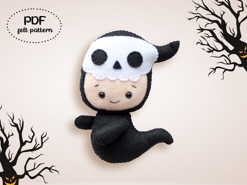 Halloween Ornaments Felt Halloween Pattern Tutorial Felt - Etsy
