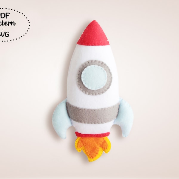 Rocket felt pattern PDF, Easy sewing pattern, Space nursery decor, Rocket plush toy pattern, PDF SVG