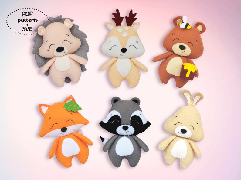 Felt Animals Pattern, Felt Woodland Animal, Felt Baby Mobile , Animals ...