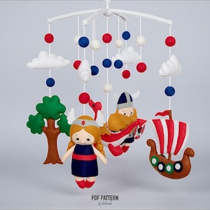 Felt Viking Mobile Pattern PDF | Vikings Ornament | Crib Mobile DIY