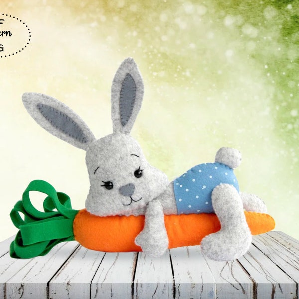 Felt easter bunny pattern PDF, Bunny sewing pattern, Easter decor DIY, Felt easter ornaments