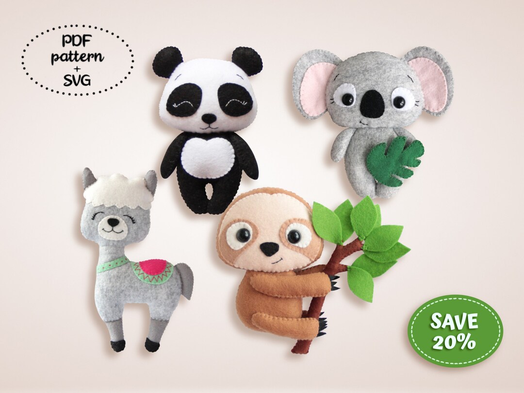 Felt Animals Pattern, Jungle Animal Sewing, Felt Sewing, Felt Baby