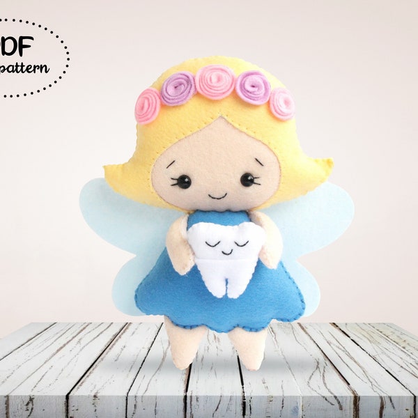 Felt Tooth fairy pattern, Easy doll sewing patterns, Tooth fairy doll, Felt tutorial, Felt toy pattern