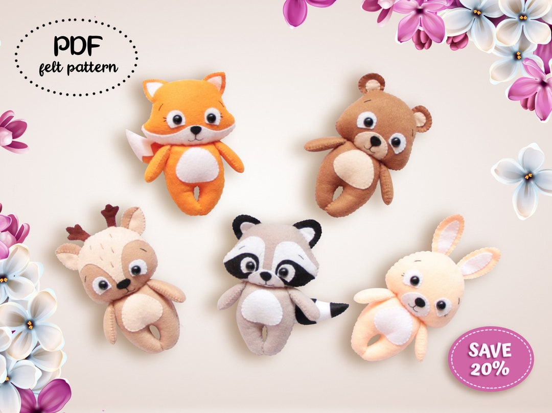 Felt Animals Pattern, Felt Woodland Animal Sewing, Felt Sewing, Felt