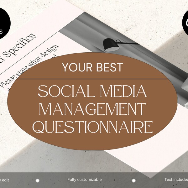Social Media Client Questionnaire Template Etsy