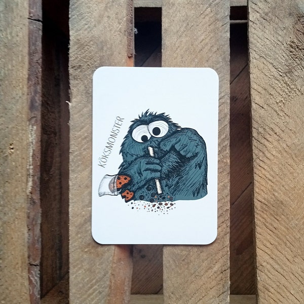 Postkarte Köksmonster - A6 - Cookiemonster Kekse Kunstdruck Illustration Design Karte