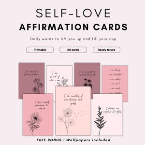Self Love Cards – Printable Affirmation Deck for Healing, Confidence & Growth | 80 Positive Affirmations to Boost Mindset and Self Love