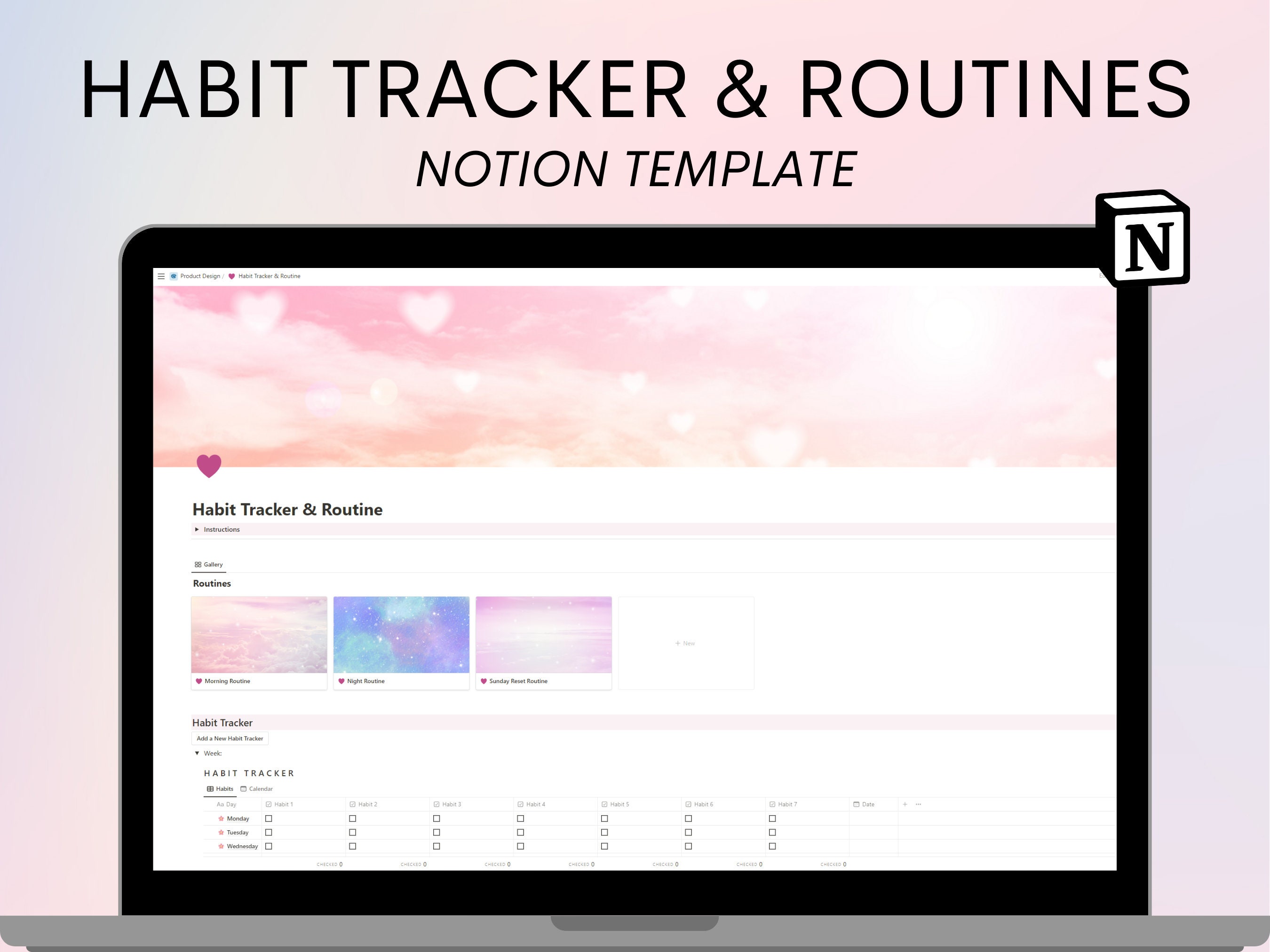 Notion Morning Routine Notion Template, Notion Habit Tracker, Morning Routine, Notion ...