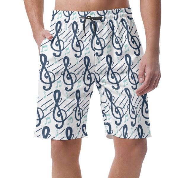 Dark Teal Treble Clef Casual Shorts for Men - Music Lovers Apparel