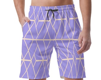 Mens Lavender Lines Summer Shorts - Stylish and Comfortable