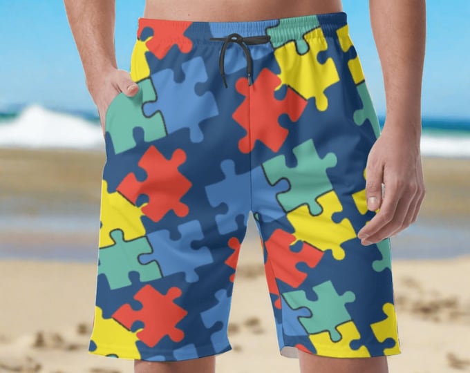 Colorful Puzzle Pieces Mens Shorts - Fun and Casual Wear