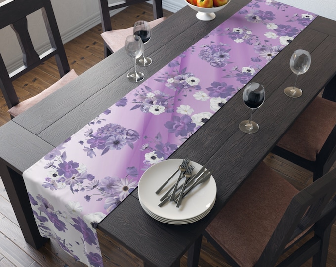 Floral Lilac Table Runner - Elegant Home Decor