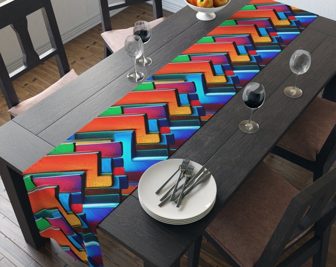 Vibrant and Colorful Abstract Decorative Table Runner