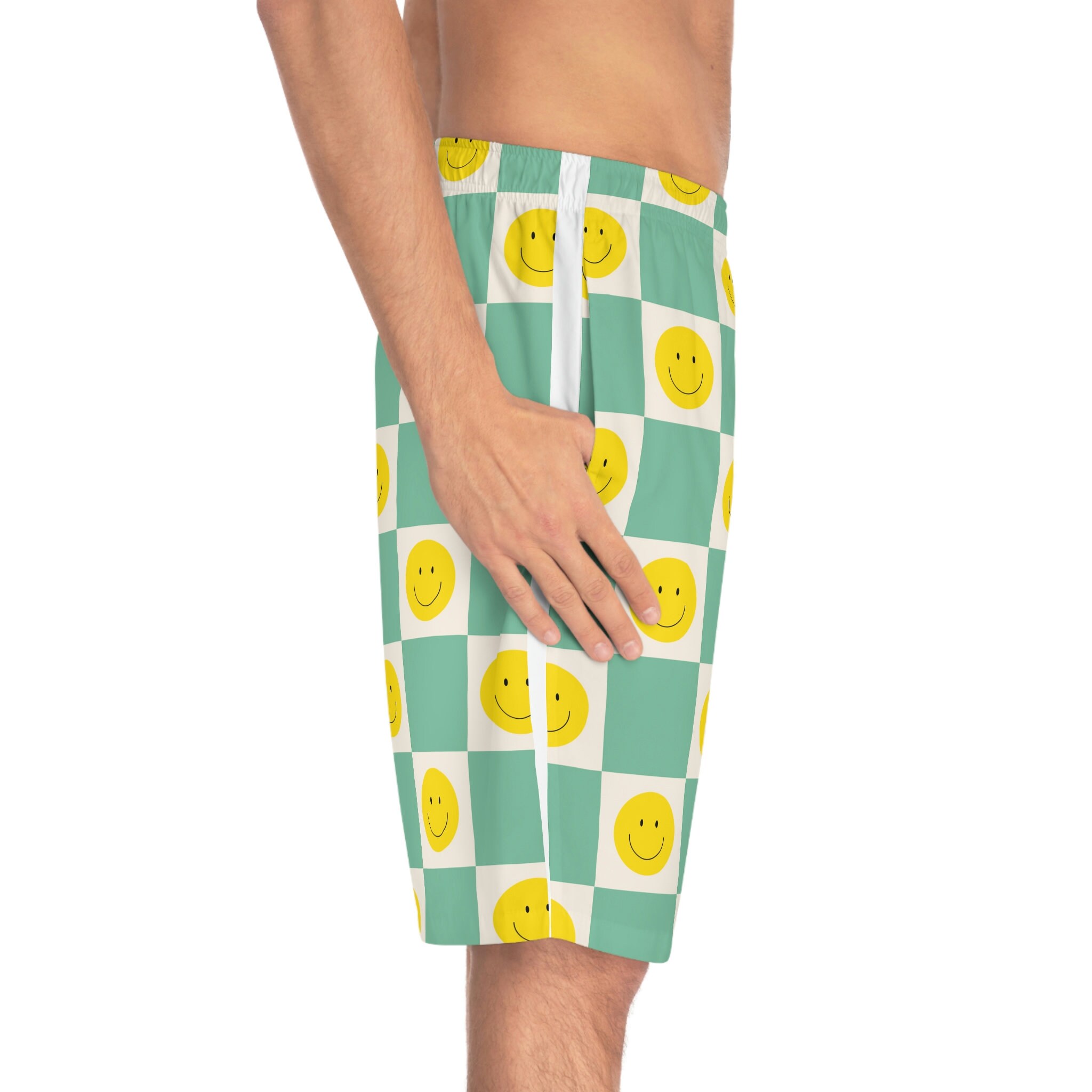 Retro Happy Guy Board Shorts Fun Summer Beachwear Etsy