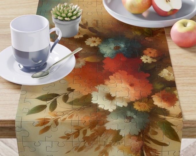Floral Puzzle Table Runner - Elegant and Versatile Home Decor