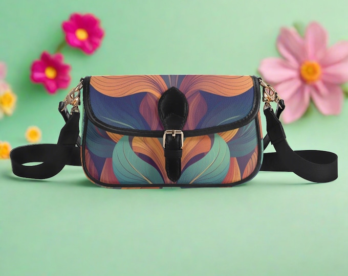 Floral Art Deco Leather Shoulder Bag - Chain Strap Elegant  Stylish