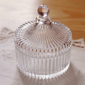 Crystal Glass Storage Jars,Glass Embossed Storage Jars,Glass Candy Jars,Vintage Diamond Rhombus Storage Jars,Crystal Storage Boxes With Lids