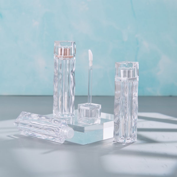 Crystal Wave Lip Gloss Tube, Clear Ice Cube Lip Gloss, Lipstick Empty Tube Dispensing Bottle, 3.5ml Lip Gloss Bottle, Cosmetic Container