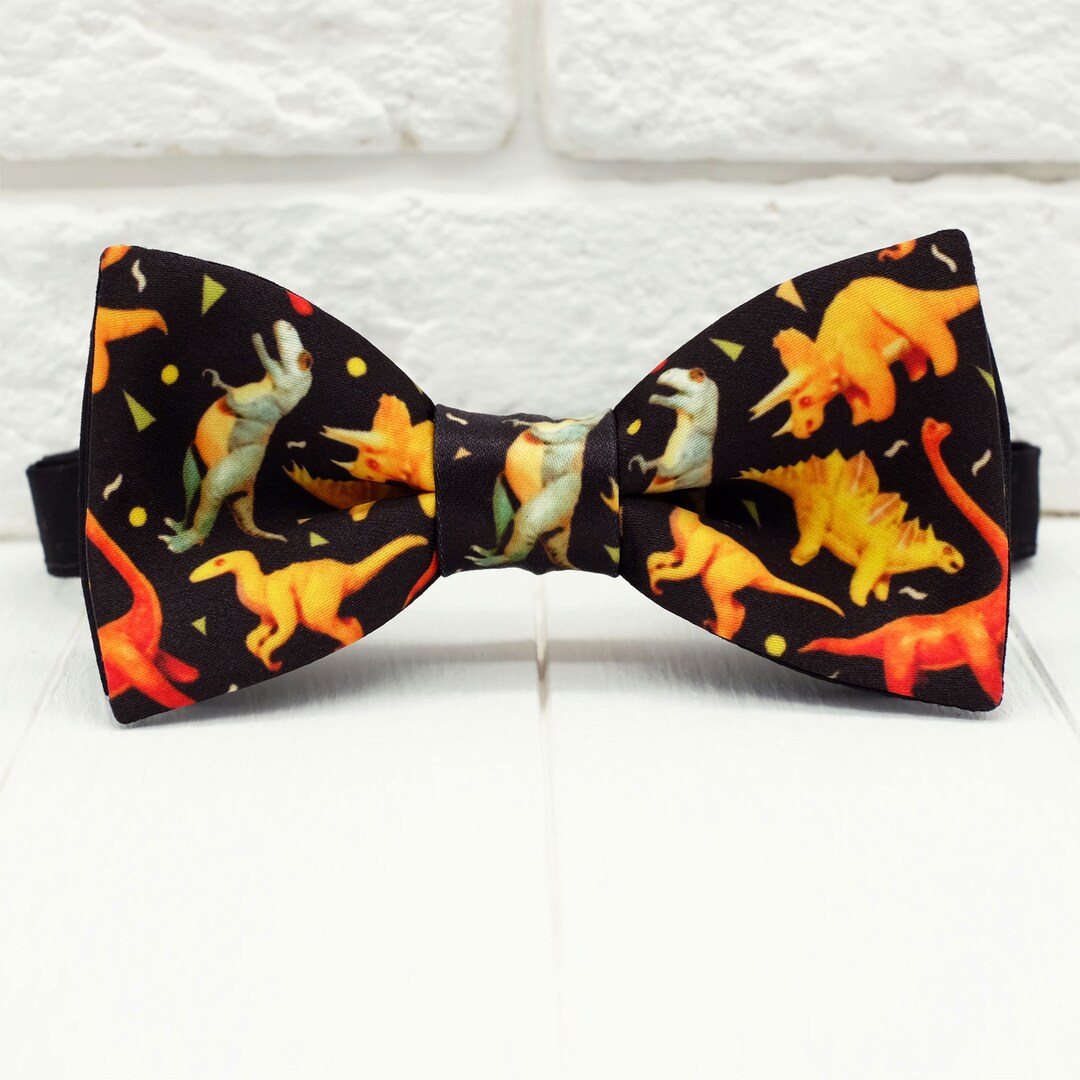 Dinosaur Bow Tie Jurassic Bow Tie Black Bow Tie Cute Bow Etsy