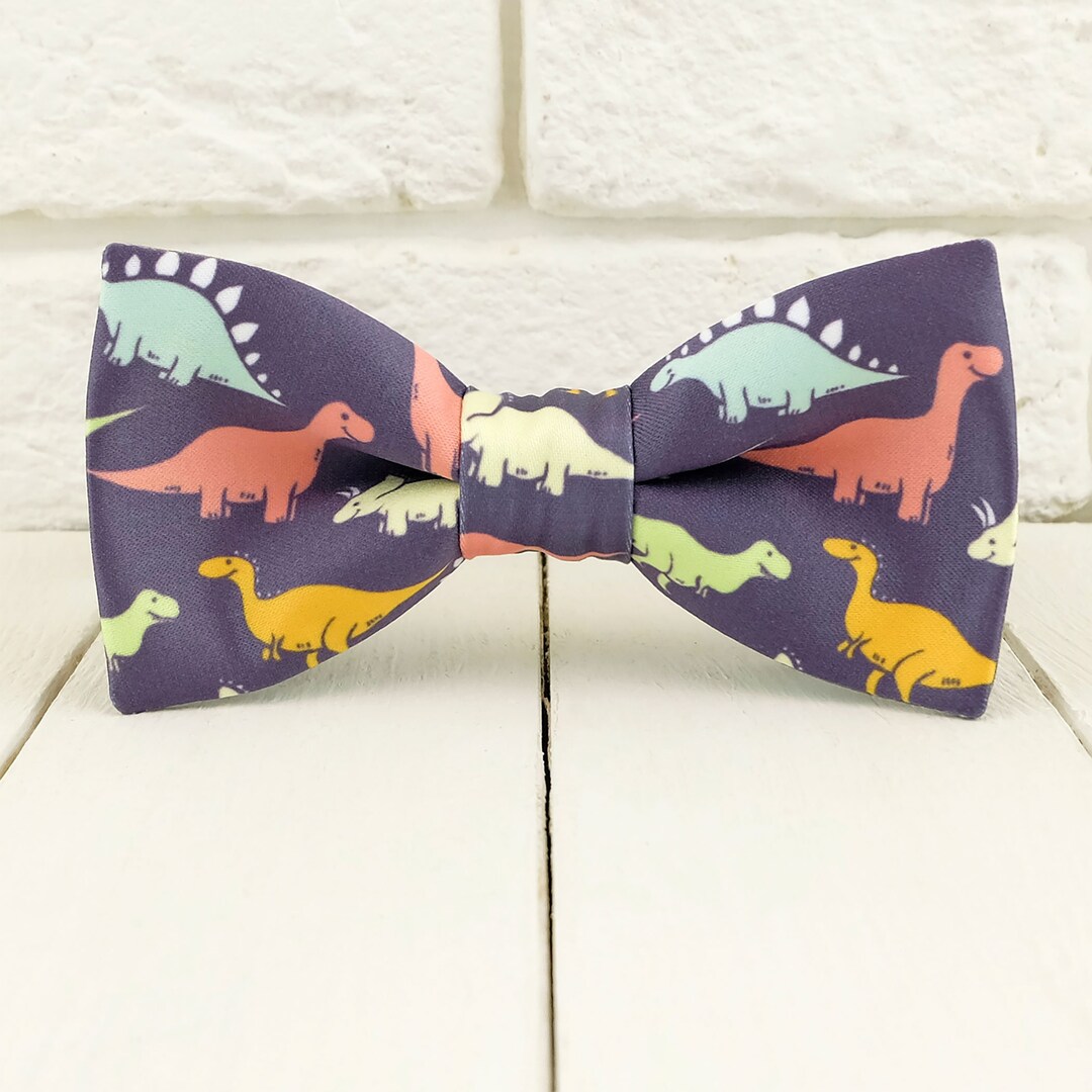 Dinosaur Bow Tie Jurassic Bow Tie Grey Bow Tie Cute Bow Etsy