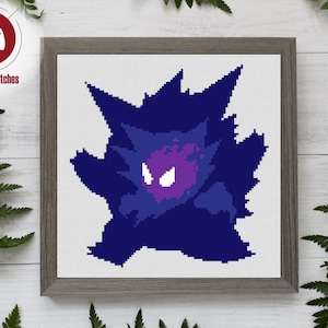 Gastly Evolution Silhouette - Cross Stitch PDF Pattern, Digital Design