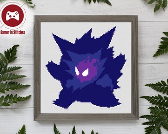 Gastly Evolution Silhouette - Cross Stitch PDF Pattern, Digital Design