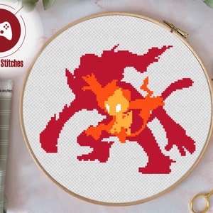 Chimchar Evolution Silhouette - Cross Stitch PDF Pattern, Digital Design
