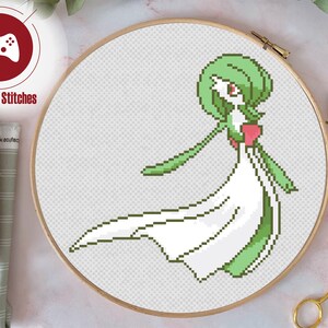 Ralts, Kirlia, Gardevoir Pokemon Evolution Cross Stitch Pattern