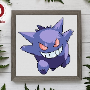 Gengar - Pokemon - Cross Stitch PDF Pattern, Digital Design