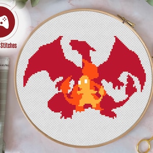 Charmander Evolution Silhouette - Cross Stitch PDF Pattern, Digital Design