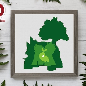 Turtwig Evolution Silhouette - Cross Stitch PDF Pattern, Digital Design