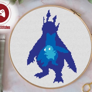 Piplup Evolution Silhouette - Cross Stitch PDF Pattern, Digital Design