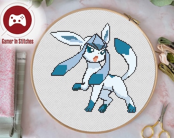 Glaceon - Eevee Evolutions - Cross Stitch PDF Pattern, Digital Design